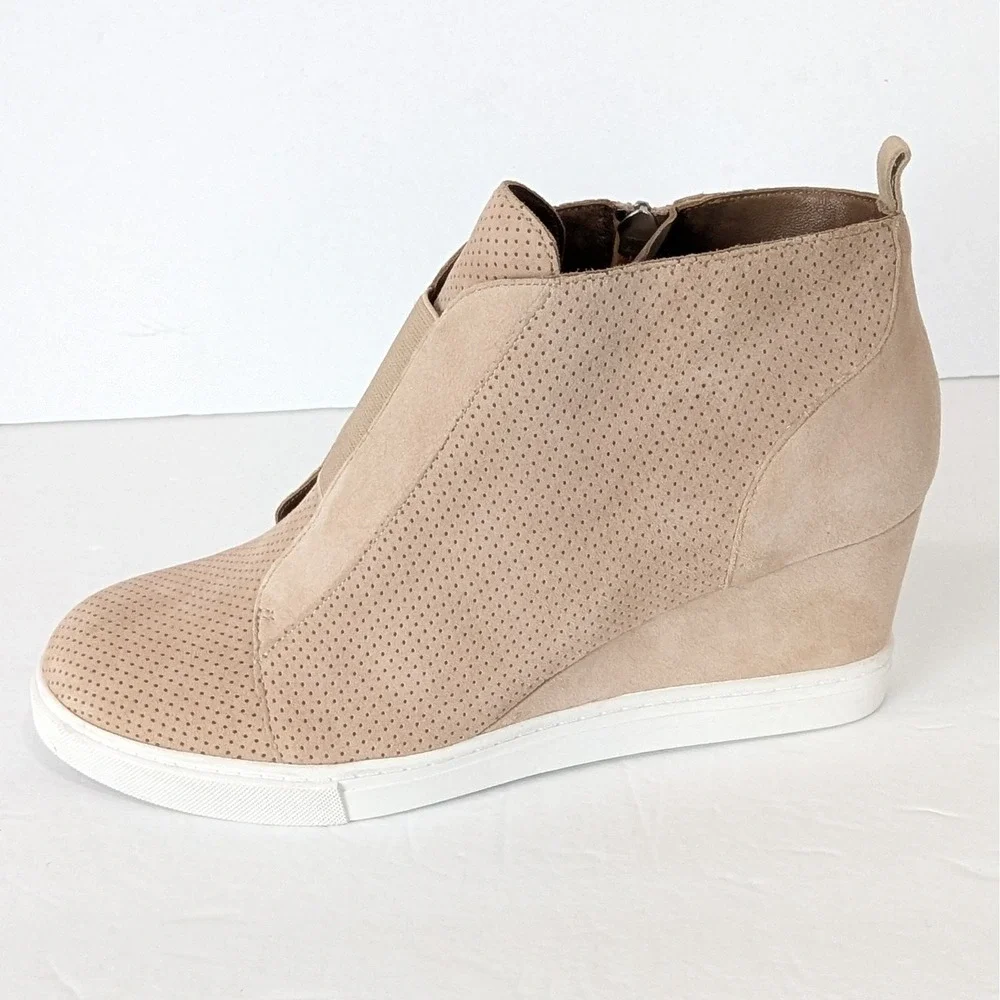 Linea Paolo FELICIA SUEDE Platform Wedge Sneaker Size‎ 8.5 Blush Side Zip Bootie